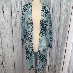 Caramela Blue Floral Print Wrap Size L